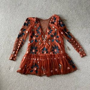 Free People flowy dress size S (fits like M) in burnt orange/terracotta